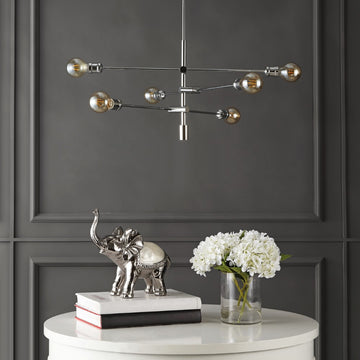 Atlas Modern Vintage Iron Arm-Adjustable LED Chandelier - JONATHAN Y
